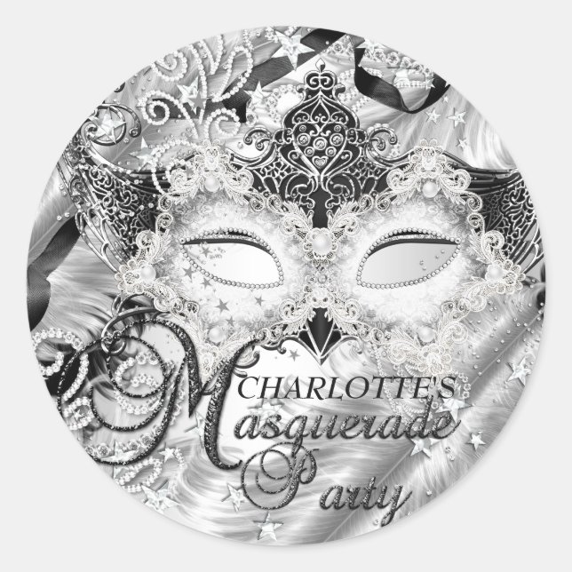 Silver Sparkle Mask Masquerade Sticker (Front)