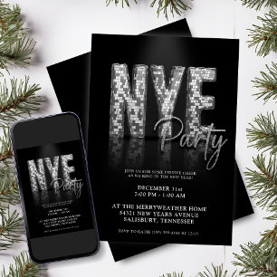 Silver Sparkle New Years Eve Party Invitation