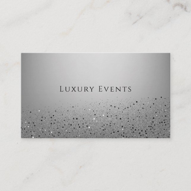 Silver Sparkle Sparkly Glitter Party Event Planner Business Card (Front)