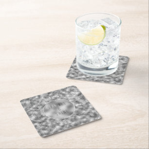 Silver Sparkle Square Paper Coaster