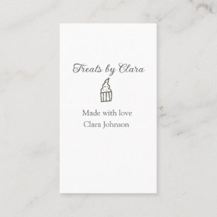 Silver sparkle treats bakery made with love name business card