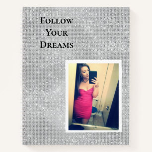 Silver Sparkle Your Photo Personalised Quote Notebook