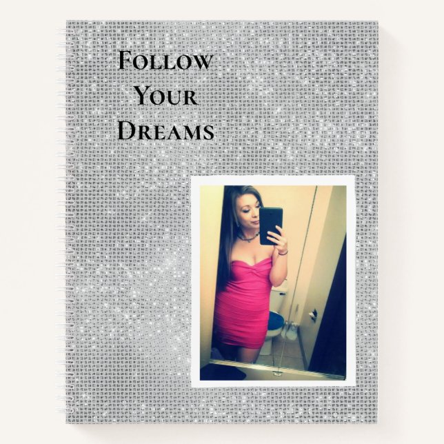 Silver Sparkle Your Photo Personalised Quote Notebook (Front)