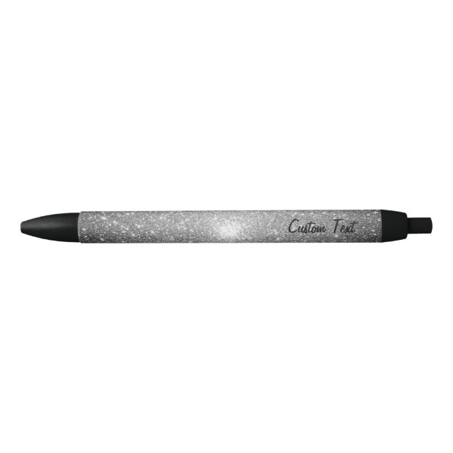 Silver Sparkles Black Ink Pen (Front)