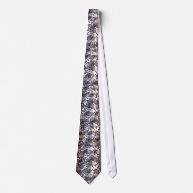 Silver Sparkling Sequin Look Tie (Front)