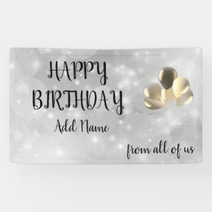 Silver Sparkly design Happy Birthday Banner