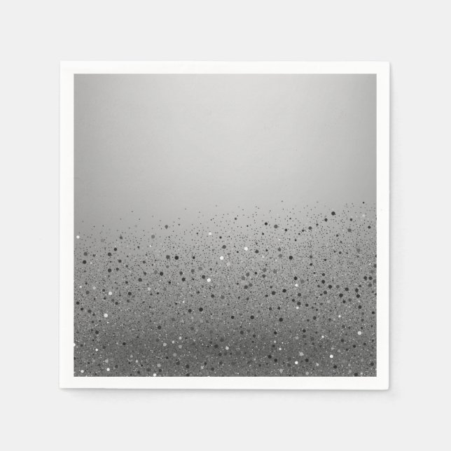 Silver Sparkly Glitter Sweet 16 Birthday Party Napkin (Front)