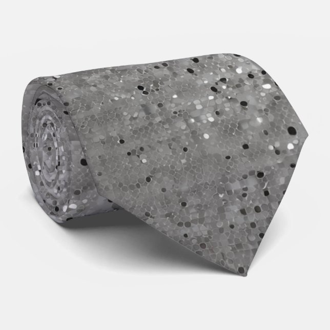 Silver Sparkly Glitter Wedding Neck Tie (Rolled)