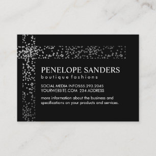 Silver Speckled Stripes Black Business Card
