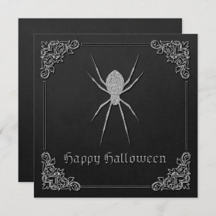Silver Spider Halloween Greeting Card