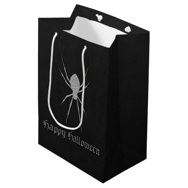 Silver Spider Halloween Medium Gift Bag (Front Angled)