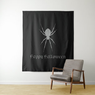 Silver Spider Halloween Photo Backdrop Tapestry