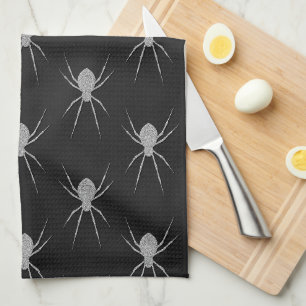 Silver Spider Halloween Tea Towel