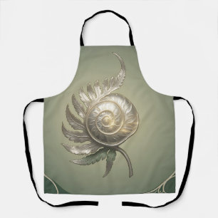 Silver Spiral Fern Shell Art Nouveau Apron