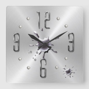 silver splat wall clock