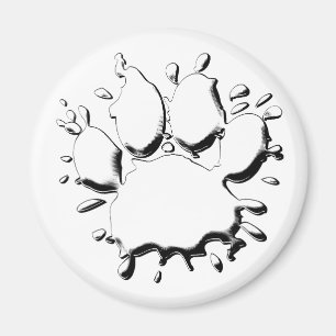 Silver Splatter Dog Paw Drawing Magnet