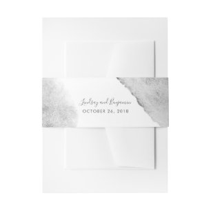 Silver Splatters Background Modern Invitation Belly Band