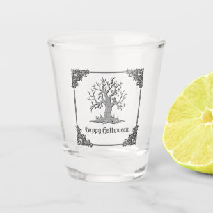Silver Spooky Tree Halloween Shot Glass