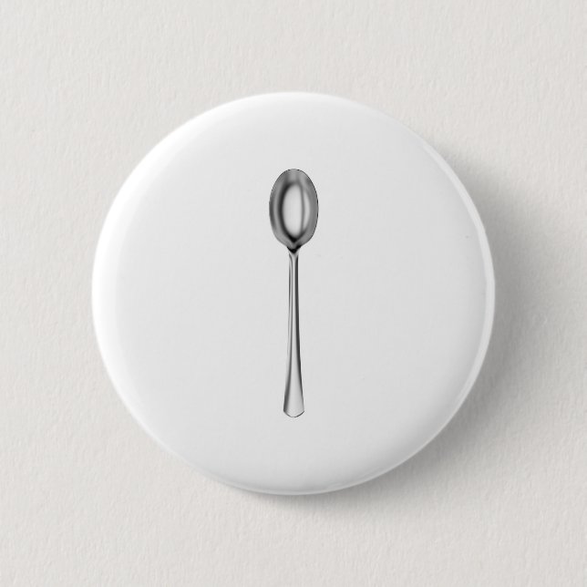 Silver spoon 6 cm round badge (Front)