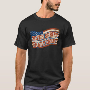 Silver Spring City Maryland Vintage American Flag T-Shirt