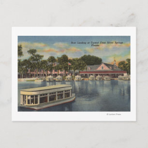Silver Springs, FL - Waterfront View of Boat Postcard