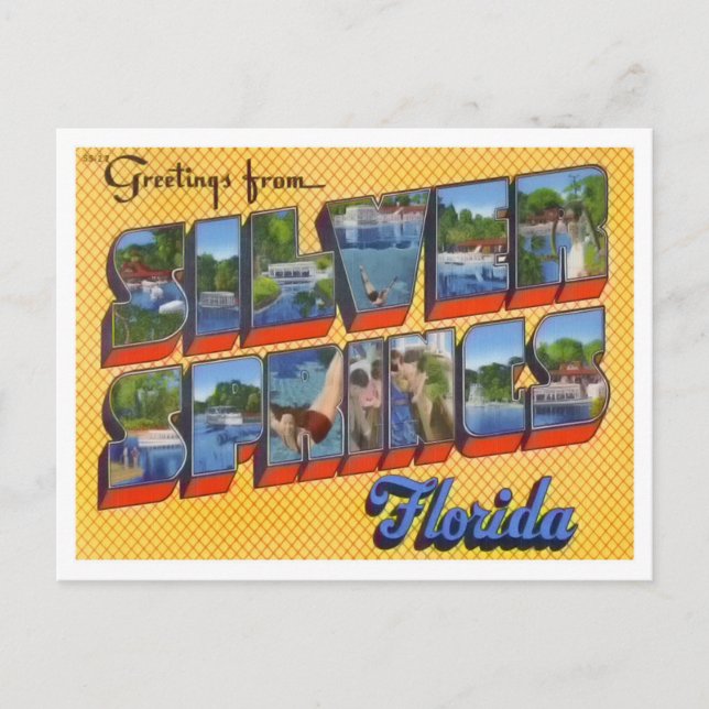 Silver Springs, Florida Vintage Big Letters Postcard (Front)