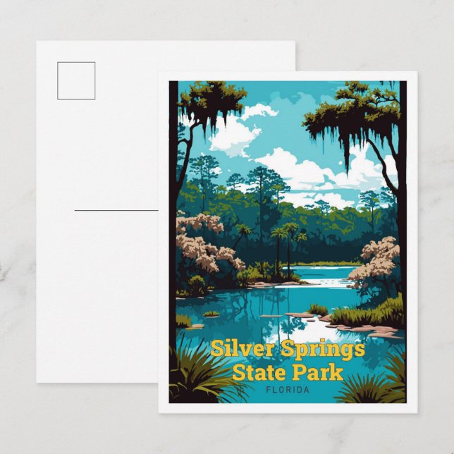 Silver Springs State Park Travel Art Vintage Postcard (Front/Back)