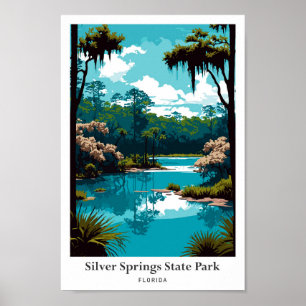 Silver Springs State Park Travel Art Vintage Poster