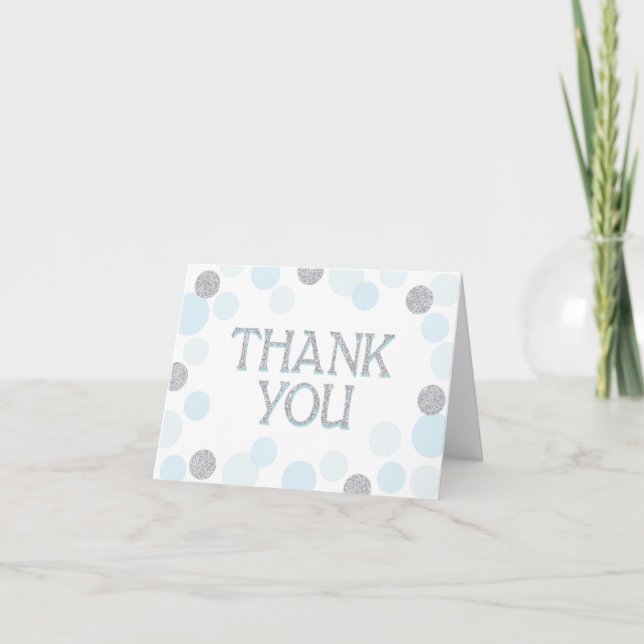 Silver Sprinkles Scatter Blue Dots Thank You (Front)