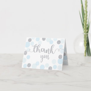 Silver Sprinkles Scatter Blue Dots Thank You Card