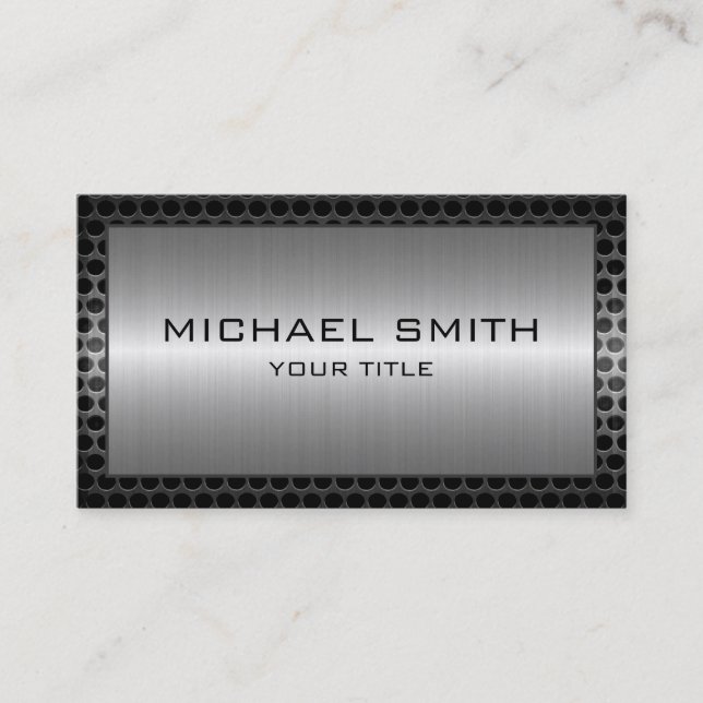 Silver Stainless Steel Metal Border Business Card (Front)