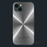 Silver Stainless Steel Metal iPhone 13 Case<br><div class="desc">Silver Stainless Steel Metallic. Please remove / change "Elizabeth" prior to purchase. Design is available on other products.</div>