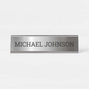 Silver Stainless Steel Metal Desk Name Plate