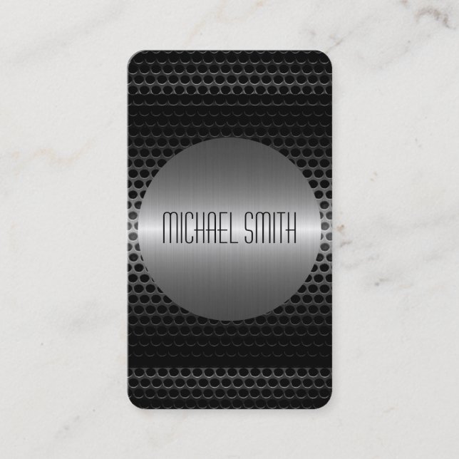 Silver Stainless Steel Metal Hole Business Card (Front)