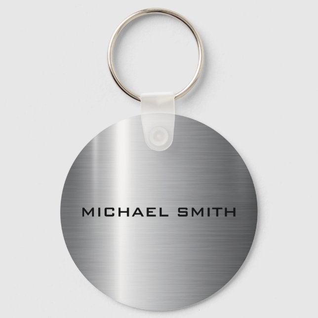 Silver Stainless Steel Metal Key Ring (Front)