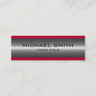 Silver Stainless Steel Metal Look #8 Mini Business Card