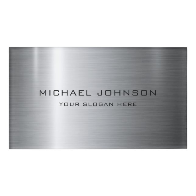 Silver Stainless Steel Metal Personalised Name Tag (Front)