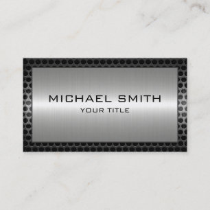 Silver Stainless Steel Modern Metal Border Business Card
