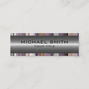Silver Stainless Steel Modern Wood Look Mini Business Card
