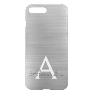 Silver Stainless Steel Monogram iPhone 8 Plus/7 Plus Case