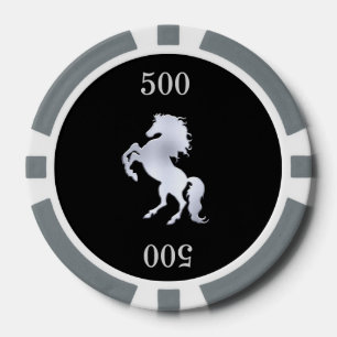 Silver Stallion Black Poker Chips