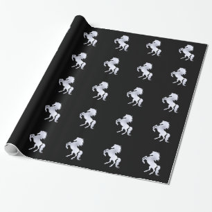 Silver Stallion Black Wrapping Paper