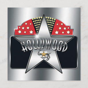 Silver Star Hollywood Typography Retro Invitation