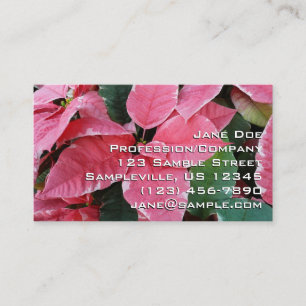 Silver Star Marble Poinsettias Pink Holiday Floral Business Card