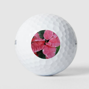 Silver Star Marble Poinsettias Pink Holiday Floral Golf Balls