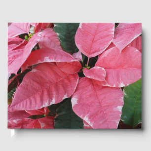 Silver Star Marble Poinsettias Pink Holiday Floral Guest Book