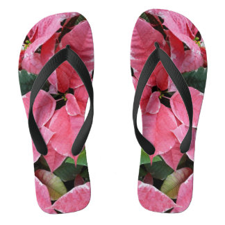 Silver Star Marble Poinsettias Pink Holiday Floral Jandals