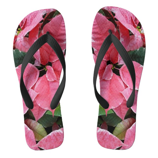 Silver Star Marble Poinsettias Pink Holiday Floral Jandals (Footbed)
