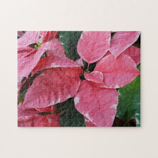 Silver Star Marble Poinsettias Pink Holiday Floral Jigsaw Puzzle