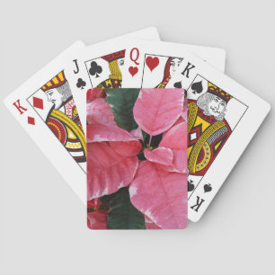 Silver Star Marble Poinsettias Pink Holiday Floral Playing Cards
